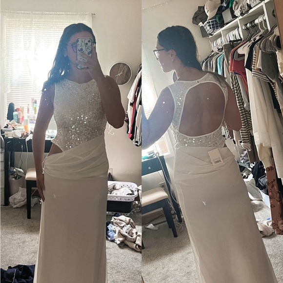 Peppermayo White Sequin Maxi Dress - Picture 1 of 2